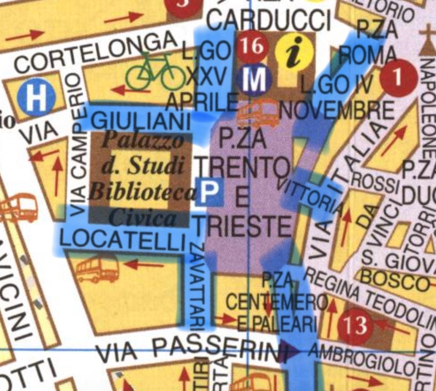 Confluenze Piazza Trento e Trieste (elenco strade)
